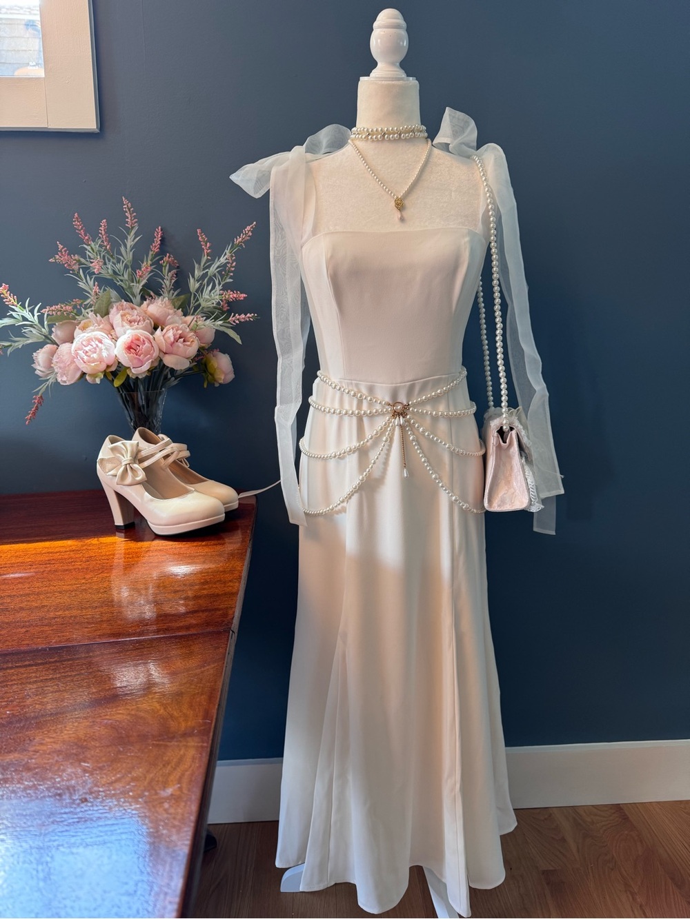 Reformation Kairo Ivory Organza Bow Tie Midi Dress NWT Size 6 Bridal Coquette